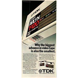1982 TDK Blank VHS Video Tape Cassette Vintage Print Ad 80s High Tech Wall Art